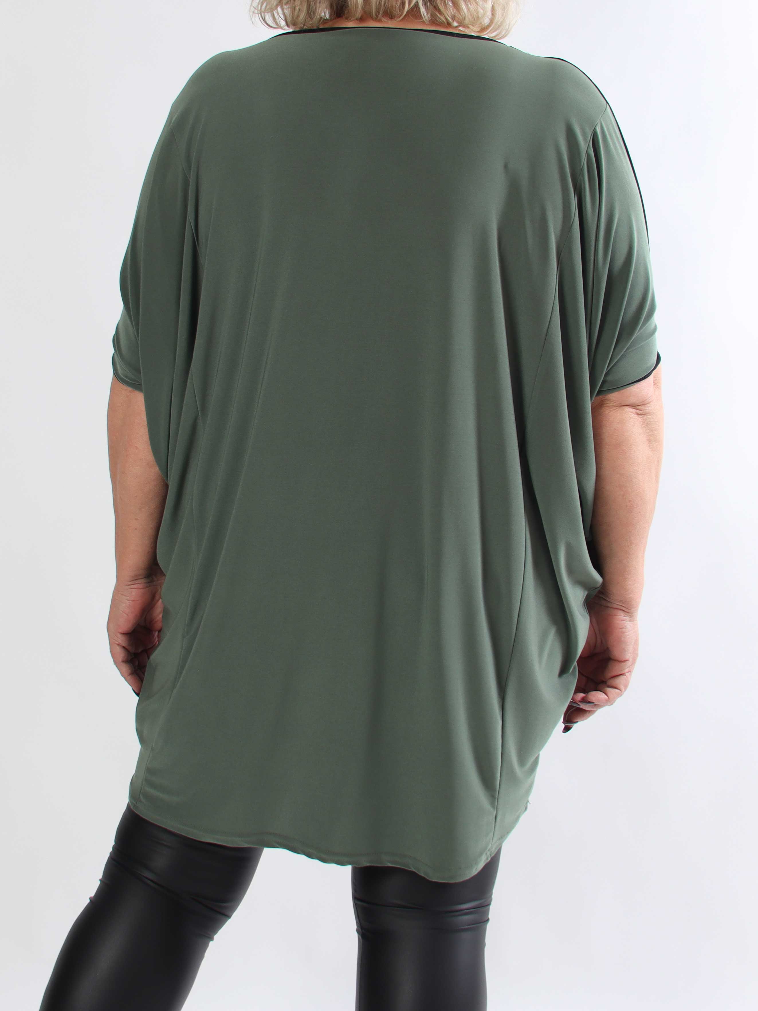 Spencer - Elastisk tofarvet plus size tunikakjole med flagermusærmer